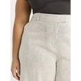 thumbnail image 4 of Scoop Women's Plus Tailored Linen Blend Wide Leg Pants, 32" Inseam, Sizes 14W-28W, 4 of 5