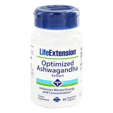 Ashwagandha 60 Capsules - Life Extension - Optimized Ashwagandha Extract - Sensoril - 60 Vegetarian Capsules
