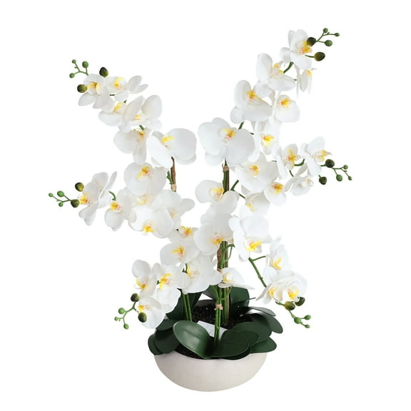 Orchid Floral Arrangement in Vase - Elegant Artificial Flowers for Home Office