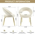 thumbnail image 6 of S-HOME Velvet Fabric Dining Chair With Curved Backrest And Golden Metal Legs For Kitchen Or Dining Room, 6 of 11