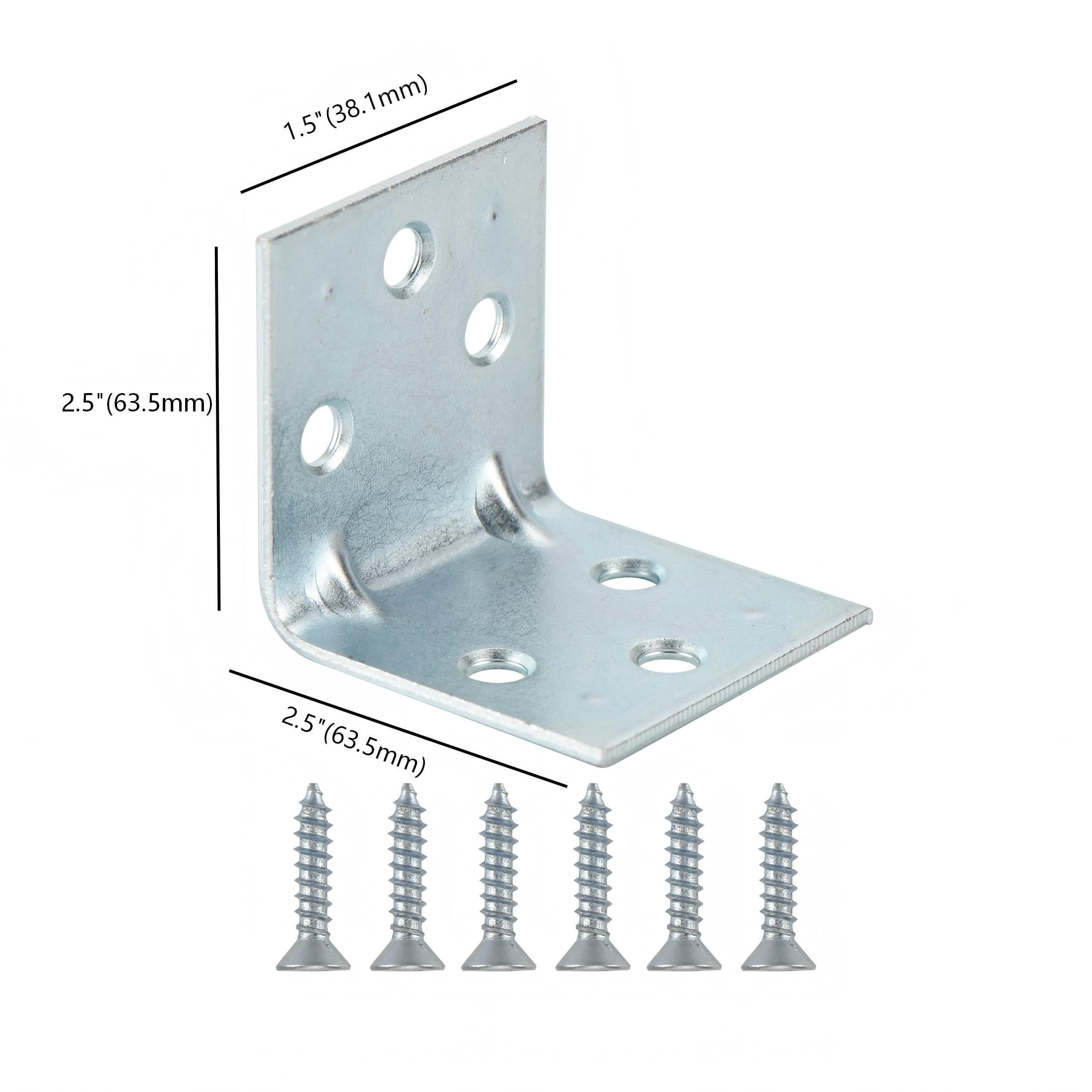 Hyper Tough 2-1/2 inch. x 2-1/2 inch. Double Wide Corner Brace, Steel, Zinc Plated (2 Pack), 2.5 X 1.5 X 0.071 inch