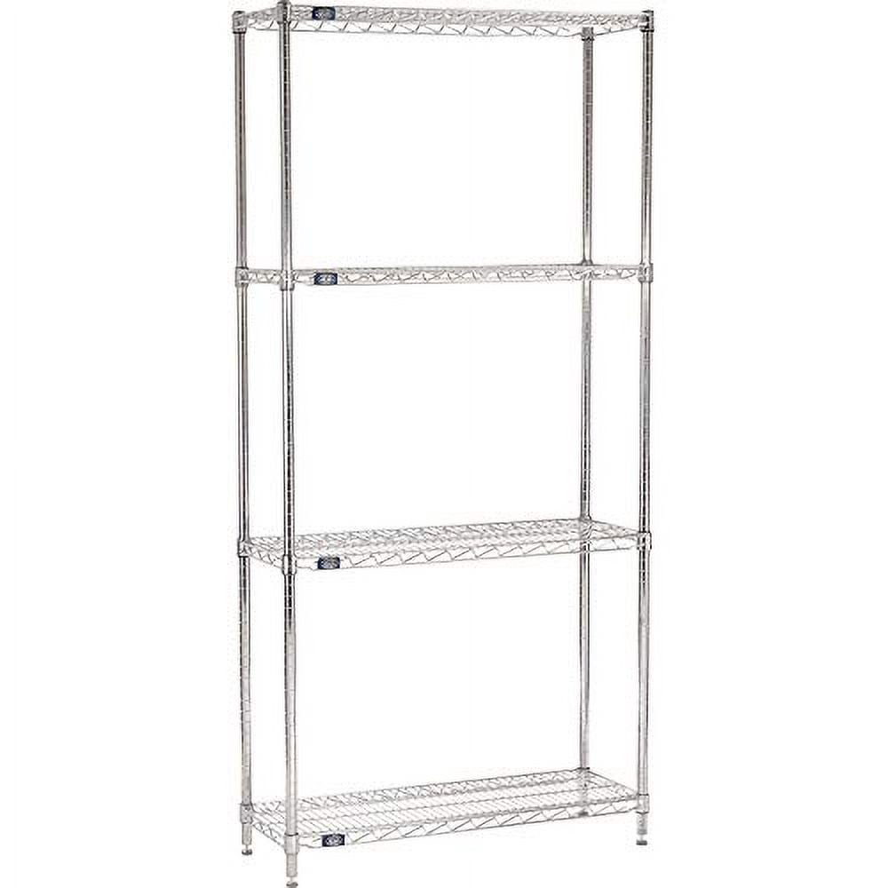 Nexel 4 Tier Chrome Wire Shelving Starter Unit, 36"W x 12"D x 86"H
