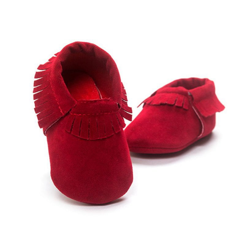 SNHENODA Kids Baby Shoes PU Suede Leather Newborn Boys Girls Soft Shoes Fringe Soft Soled Non-slip Footwear Crib First Walkers