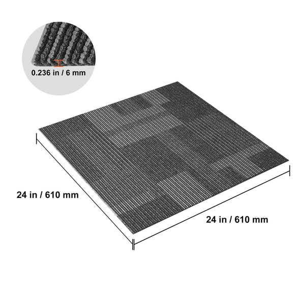 Peel and Stick Carpet Tiles 24x24 Inch, Cushioned Flooring Squares for Easy Installation in Office, Bedroom, Living Room (Mixed Gray, 24 Pack)