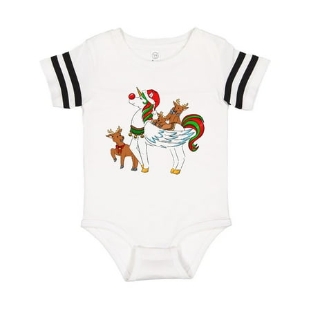 

Inktastic Cute Christmas Unicorn with Reindeer and Santa Hat Gift Baby Boy or Baby Girl Bodysuit