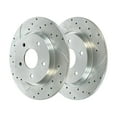 thumbnail image 2 of AutoShack Rear Driver and Passenger Side Drilled Slotted Brake Rotors Silver and Performance Ceramic Pads Kit Replacement for Chrysler Town & Country Ram C/V VW Routan Dodge Grand Caravan 2013 Journey, 2 of 4