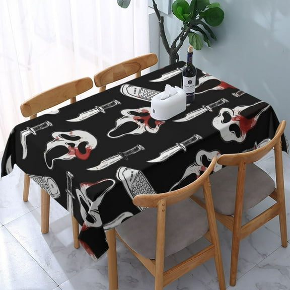 Ghostface Tablecloth Halloween Rectangle Versatile Stylish Table Cover for Party Picnic Dinner Decor 54x54in