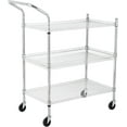 thumbnail image 3 of Luku 3-Tier Heavy Duty Utility Cart - Commercial Grade Steel Rolling Cart with Wheels & Handle, NSF Listed Multi-Purpose Shelf for Kitchen, Storage or Retail Display, 3 of 7