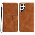 thumbnail image 1 of Wallet Case for Samsung Galaxy S22 Ultra, [2 Card Slots] [Kickstand] [Magnetic Clasp] Butterfly Pattern Premium PU Leather Flip Cover, Wrist Hand Strap TPU Shockproof Anti-Scratches Case, Brown, 1 of 11