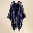 thumbnail image 2 of Women's Fashion Stripe Color Block Cloak Shawl Cardigan Warm Windproof Wrap for Autumn Spring Winter, 2 of 3