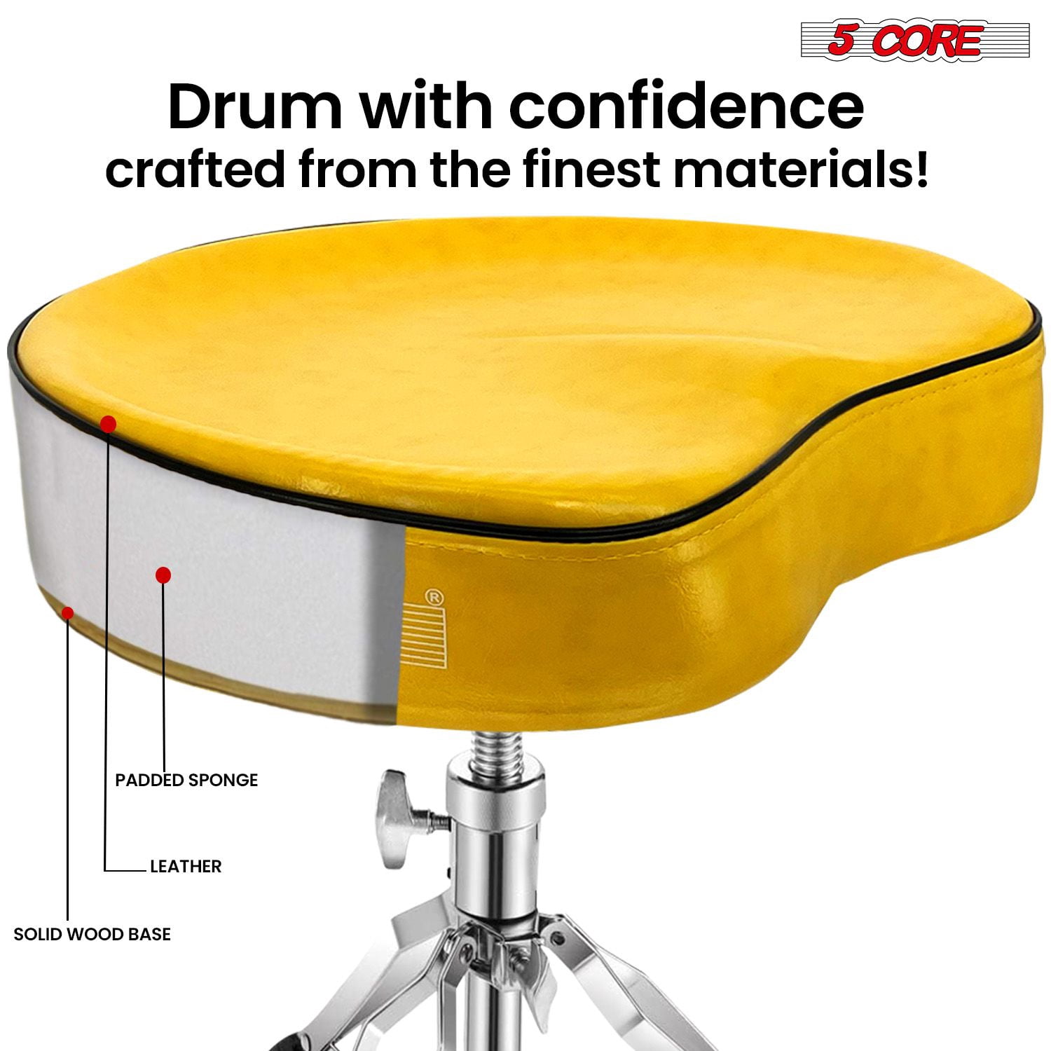 Drum Throne Padded Guitar Stool Saddle Drummer Seat for Adults & Kids