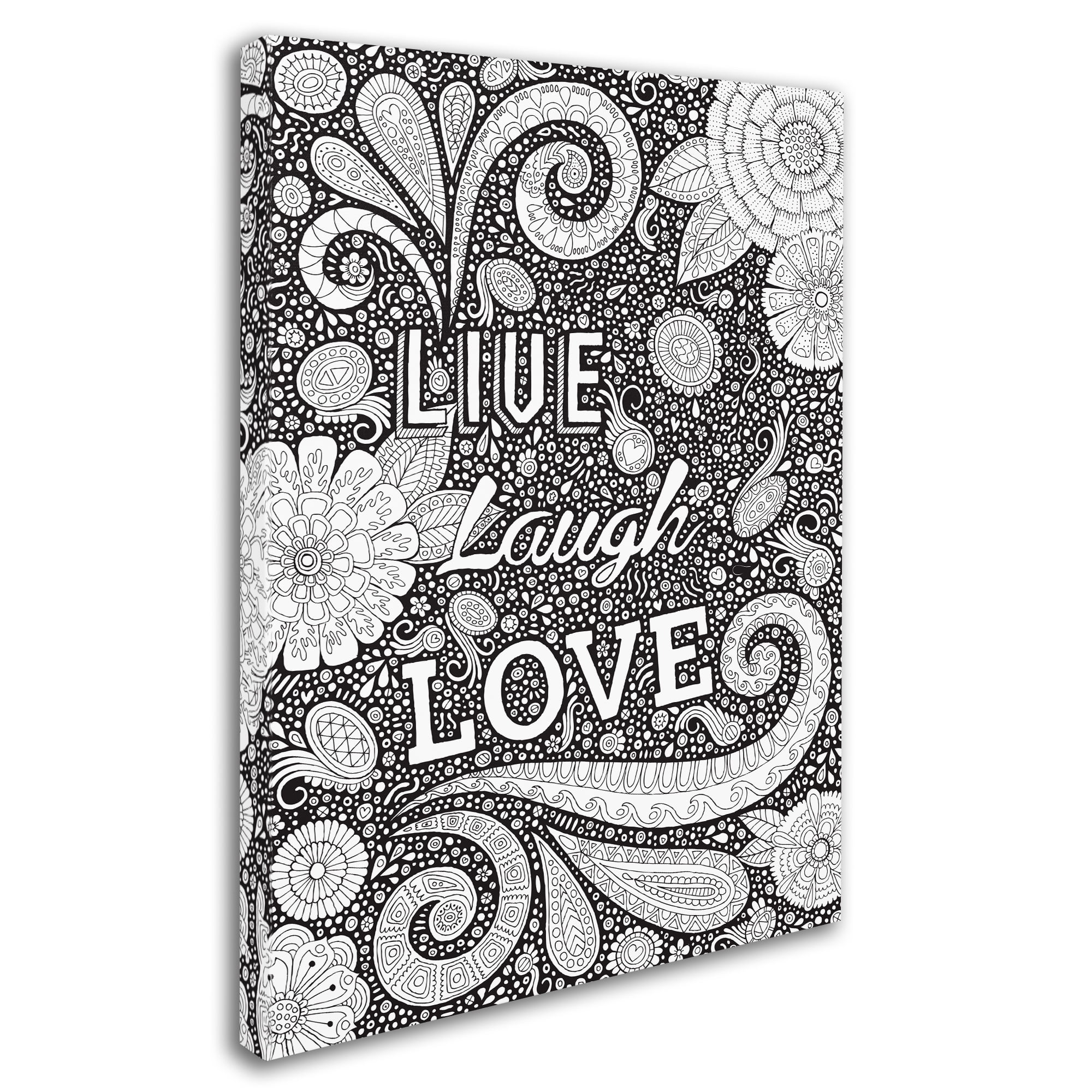 Trademark Fine Art "Live Laugh Love Black" Canvas Art by Hello Angel