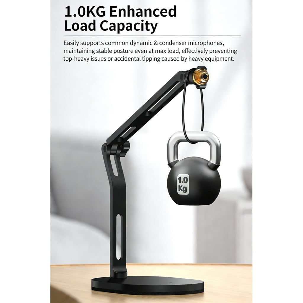 7829 Professional Microphone Stand Compatibles 5/8Inch 3/8Inch Adapters for Flexible Three Point Adjustment in Podcasts
