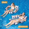 thumbnail image 3 of Inflatable Pool Float Chair Lounger for Adults and Kids Swimming Stripe Pattern Float Hammock for Pool Party Summer Water Fun, 3 of 5
