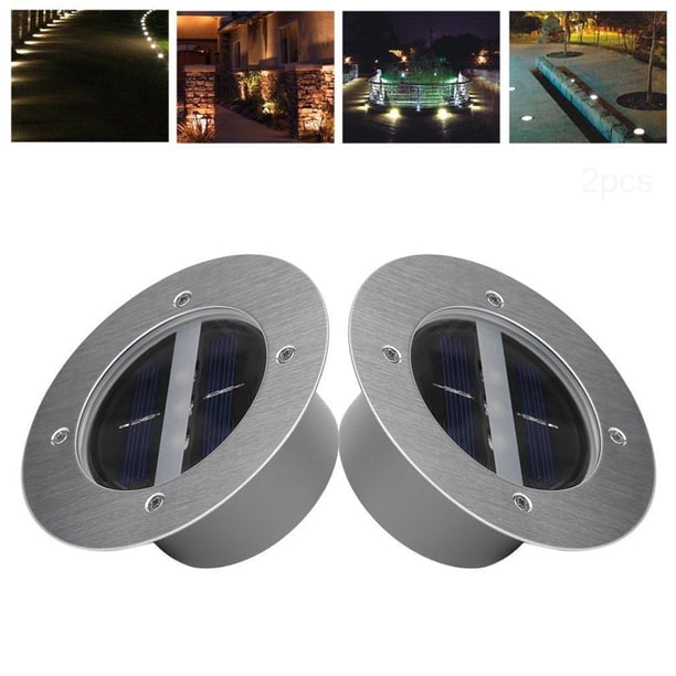 Lámparas solares para jardín, iluminación decorativa para exteriores con brillo mejorado y fácil de instalar, acero inoxidable para terraza, camino de césped, 2 piezas, blanco cálido