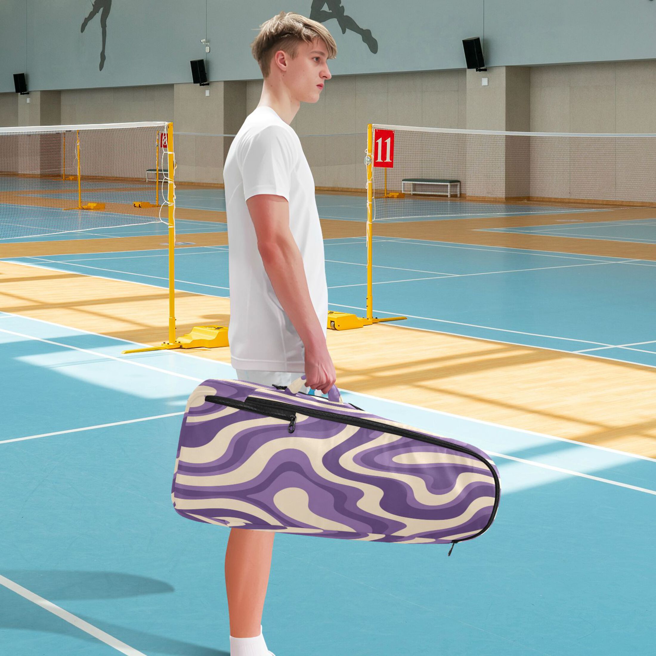 2 Racquet Holder Tennis Backpack Tennis Racket Covers Gym Bags Purple Creamy Pattern