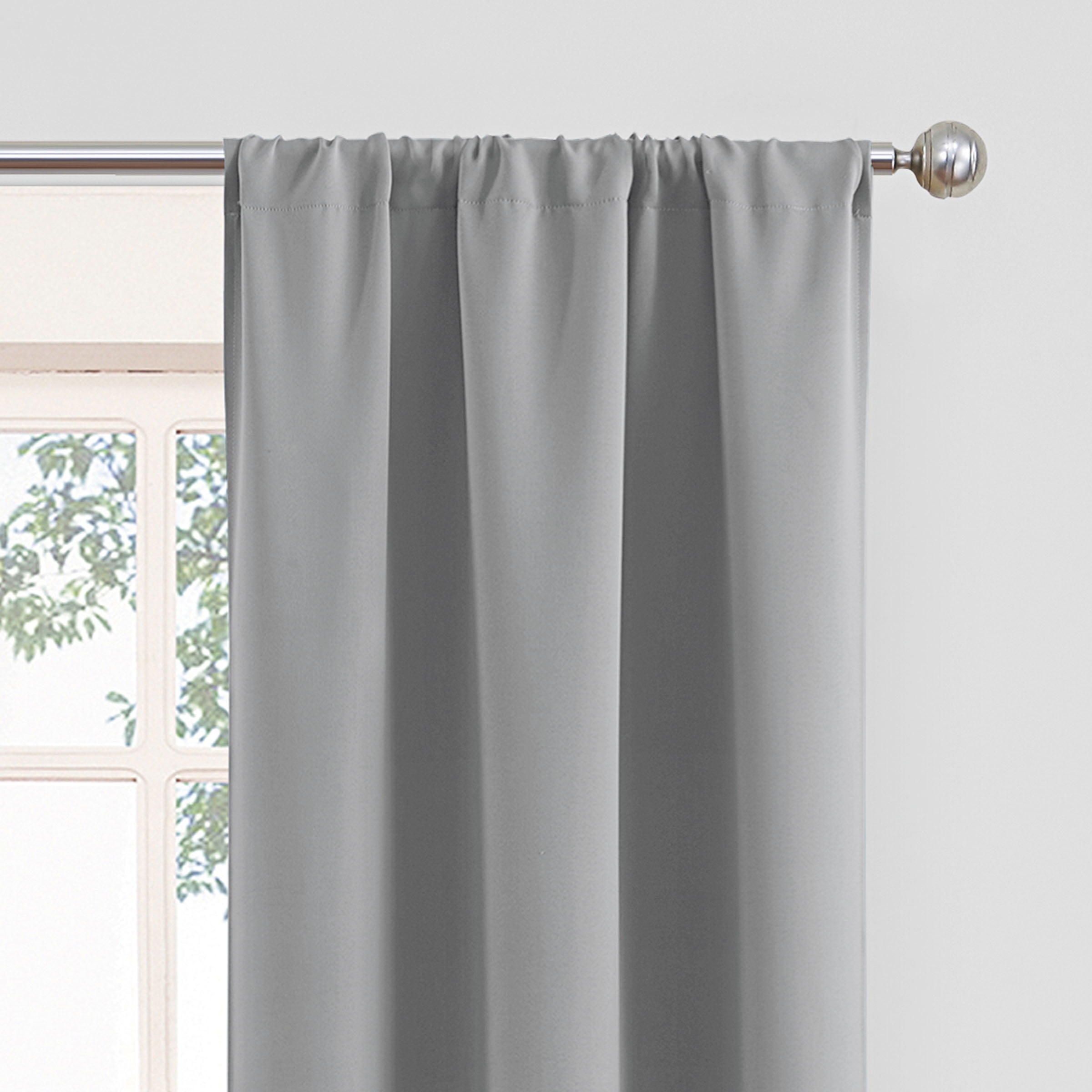 Eclipse Phoenix Solid Blackout Curtains, Set of 2, 63 Inch Long Blackout Curtains, 37"W x 63"L, Light Grey