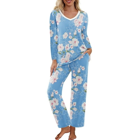 

Glookwis Ladies Long Sleeve T-shirt Nightwear Baggy Pajamas Loose Fit Casual Pjs Elastic Waist Leopard Print Loungwear Sleepwear