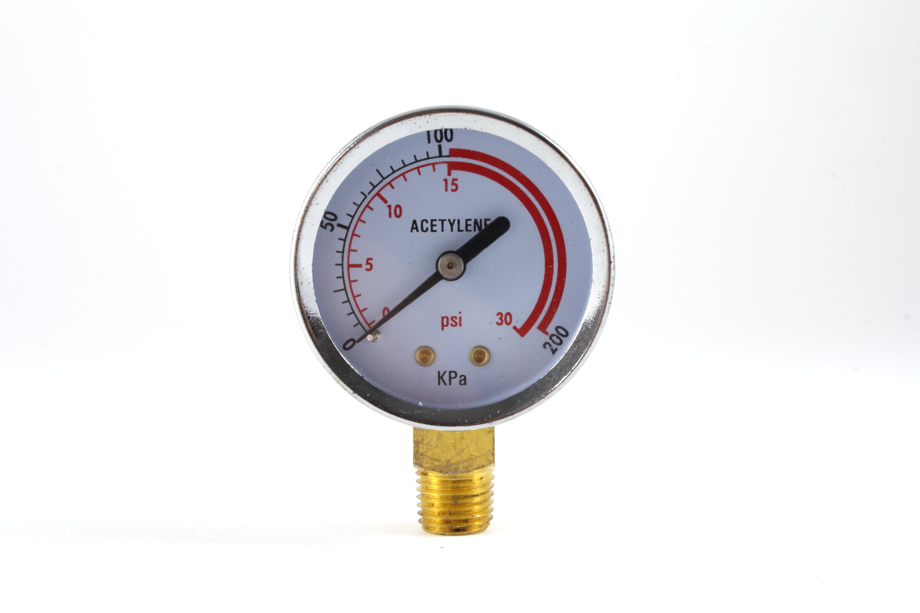 Low Pressure Gauge for Acetylene Regulator 030 psi 2 inches