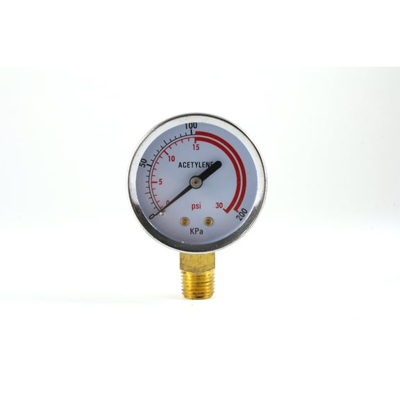 Low Pressure Gauge for Acetylene Regulator 0-30 psi - 2 inches