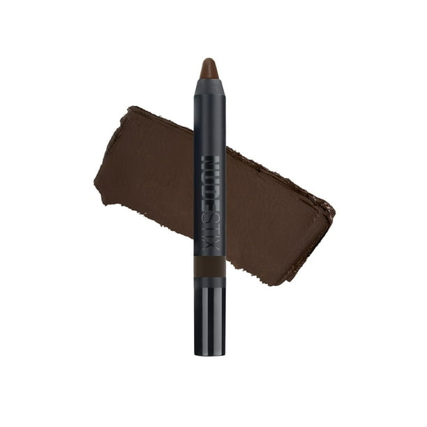 Nudestix Sombra de ojos en lápiz de color mate magnético + delineador de ojos + crema de imprimación para párpados Barra de maquillaje resistente al agua de larga duración Tono: Cacao