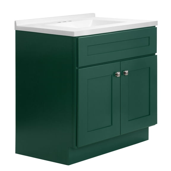 Brookings Bath Vanity Fully Assembled 31x22 - Sherwin Williams® Hunt Club Base and Camilla II Top