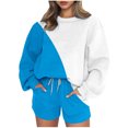 thumbnail image 1 of Puntoco Conjunto De Sudadera Con Pantalón Y top De Cuello Redondo De Manga Larga Casual Estampado Para Mujer Azul Cielo Xl, 1 of 3