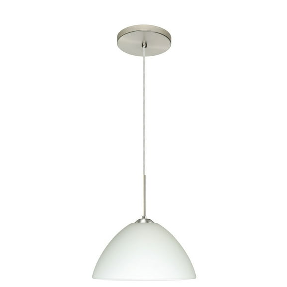 1JT-420107-SN-Besa Lighting-Tessa-One Light Cord Pendant with Flat Canopy-10.5 Inches Wide by 5.5 Inches High-Satin Nickel Finish-White Glass