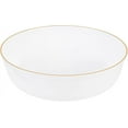 thumbnail image 3 of [30 Pack 16 OZ Bowls] Edge Collection White with Gold Rim Plastic Party Soup Bowls Premium heavyweight Elegant Disposable Tableware Dishes, 3 of 4