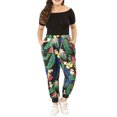 thumbnail image 3 of Agnes Orinda Women's Plus Size Tropical Floral Elastic Waist Jogger Casual Pants, 3 of 7