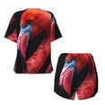 thumbnail image 5 of Picia Closeup Red Flamingo Portrait Pajamas Sets for Women Soft Short-Sleeved Pjs with Lounge Shorts Two Piece Sleepwear-Medium, 5 of 9