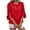 Red, variant on Busydd Womens Tops Trendy Ruffle 3/4 Length Sleeve Spring Summer Blouses Solid Color Round Neck T Shirts for Women Casual Loose Comfort Going Out Tops