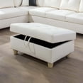 thumbnail image 5 of Momspeace Living Room Sectional Couch with Storage Ottoman, Modern PU Leather L-Shaped Sofa Couch Set - White, 5 of 7