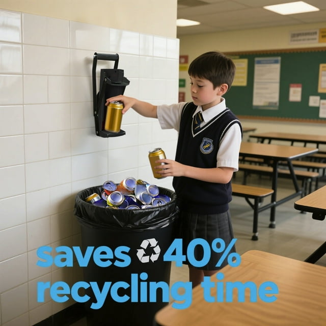 Heavy Duty Wall Mounted Can Crusher with Auto Drop System for Recycling Crushes 8 to 16oz Cans Includes Kitchen Storage Opener Tool