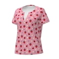 thumbnail image 2 of Naloa Strawberry and Ladybugs Print T-Shirts Short Sleeve V Neck Tees for Women Fashion Tops Trendy Lightweight Soft Casual Summer Outfits Clothes, 2 of 5