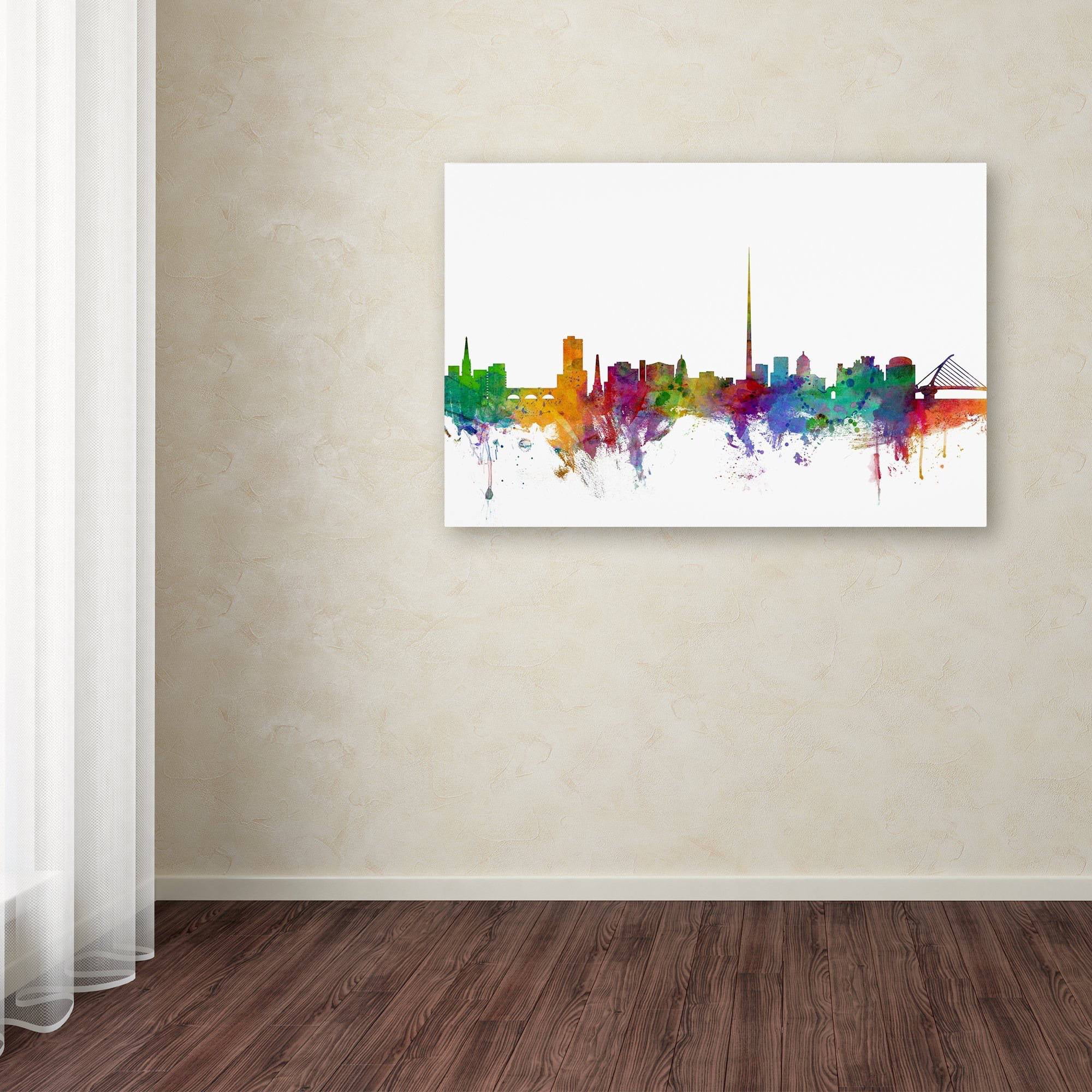 Trademark Fine Art "Dublin Ireland Skyline" Canvas Art by Michael Tompsett