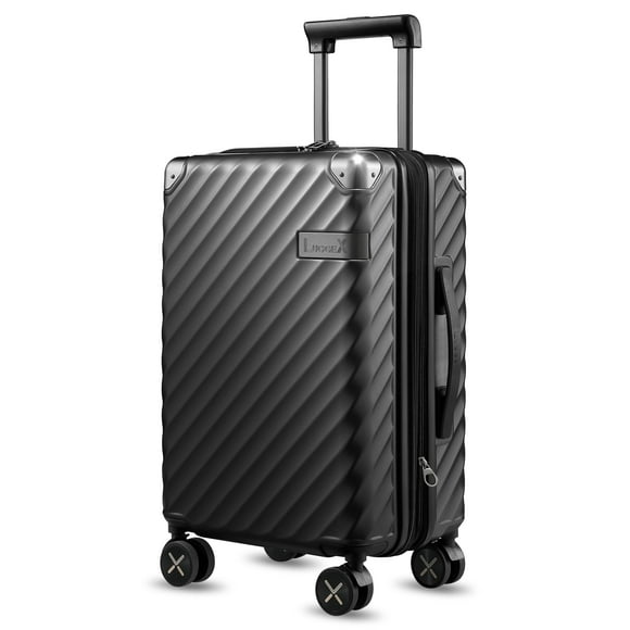LUGGEX Luggage with Spinner Wheels, Polycarbonate Expandable Hard Shell Suitcase, Carry On 20 Inch, Charcoal Metallic