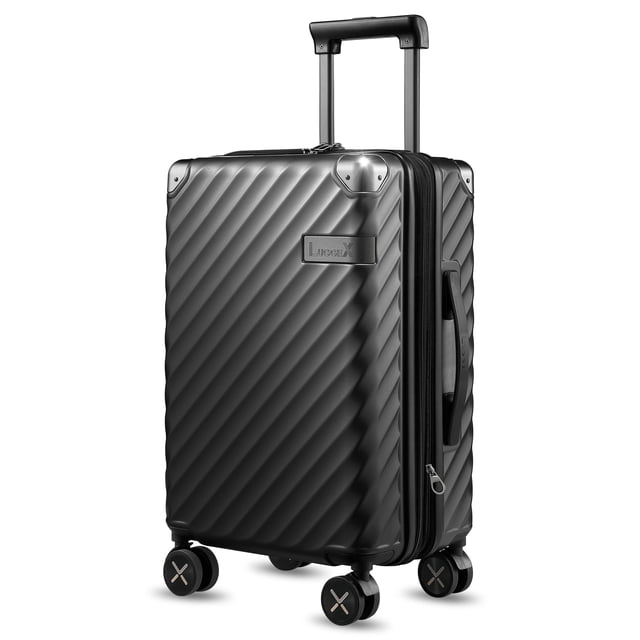 LUGGEX Luggage with Spinner Wheels, Polycarbonate Expandable Hard Shell Suitcase, Carry On 20 Inch, Charcoal Metallic
