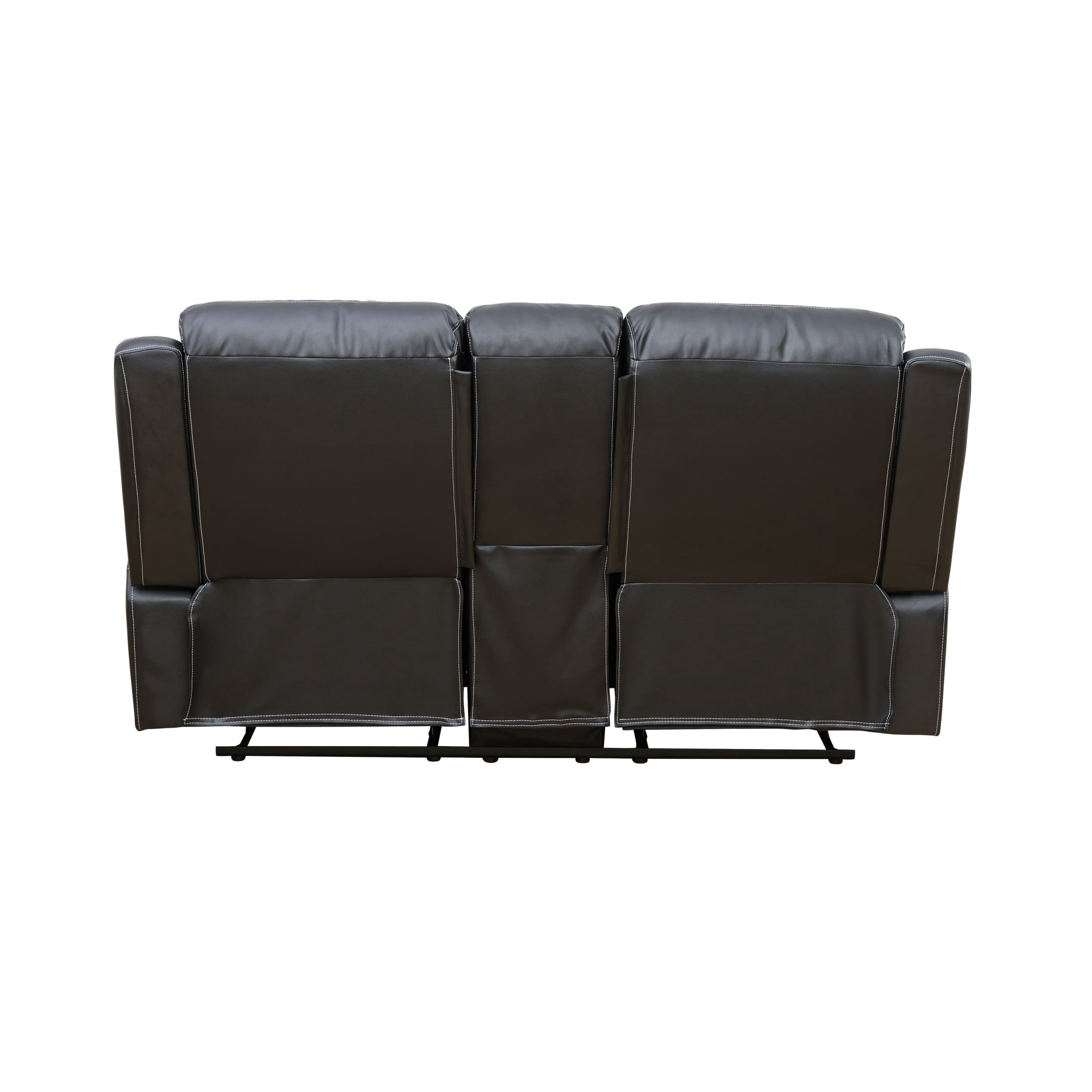 Aukfa Double Recliner Loveseat Sofa, Overstuffed Loveseat with Cupholder for Living Room, Black