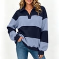 thumbnail image 3 of Womens Oversized Sweatshirt Striped Polos Shirt Long Sleeve Rugby Lapel Collared Button Down Color Block Y2K Pullover T Shirt, Casual Loose Streetwear Blouses, 3 of 8
