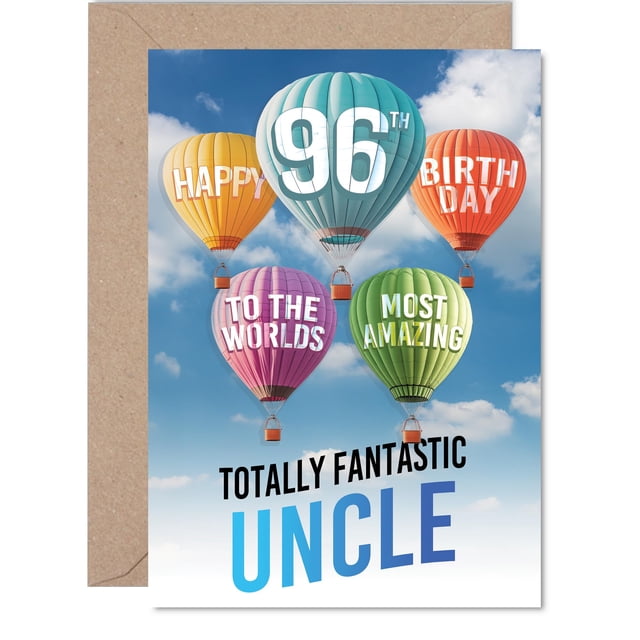 Tarjeta de felicitación Giftzie Uncle, 96 cumpleaños, globo aerostático
