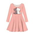 thumbnail image 4 of DISNIMO Cute Cat Dress for Girls Long Sleeve Dress Heart Dresses for Kids 3-4 Dresses Knee Length Dresses for Girls Swing Dress Long Sleeve Skater Dress Girls Midi Dress Fall Beach Dress for Girls, 4 of 6