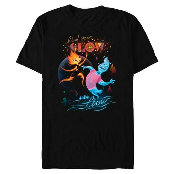 Disney and Pixar’s Elemental Find Your Glow and Flow - Short Sleeve Blended T-Shirt for Adults - Customized-Black