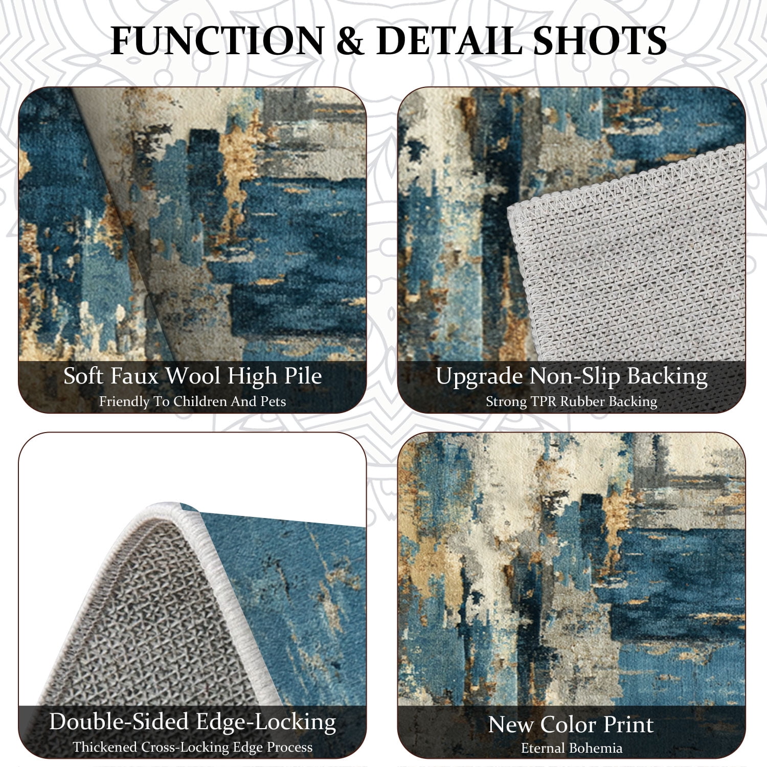 3 Piece Kitchen Rug Set, Non-Slip And Washable, Abstract Pattern Kitchen Hallway Rug, Soft And Comfortable, Suitable For Sinks, Floors, Entrances, Hallways and Bathrooms