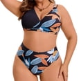 thumbnail image 5 of Agnes Orinda Women's Plus Size 2 Piece Bikini Sets Swimsuits Floral High Waisted Push Up Printed Beach Vacation Pool Party Bathing Suit 3X Black, 5 of 8