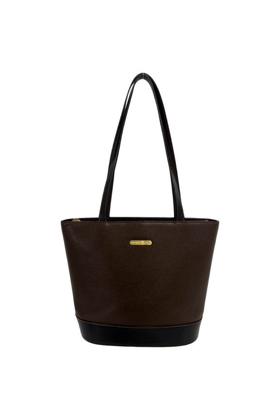 Pre-Owned BURBERRY Vintage Logo Hardware Nova Check Pattern Leather Tote Bag Semi Shoulder...
