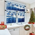 thumbnail image 2 of Kitchen Curtains Blue Silver Christmas Ball Snow Flake Valances and Window Curtains 3 Pcs Set Snowflake Crystal Ribbon Xmas Winter Short Tier Curtain for Room Treatment Small Kitchen Window Decor, 2 of 6