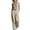 Khaki, variant on 2 Piece Linen Outfits for Women Sleeveless Ruffle V Neck Top & Wide Leg Pants Dressy Casual Vacation Sets (XL, Khaki)