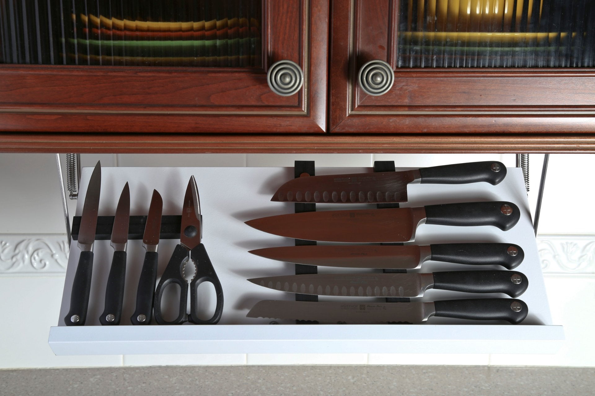 Drop Block Under Cabinet Knife Storage Rack Large White Walmart Com Walmart Com
