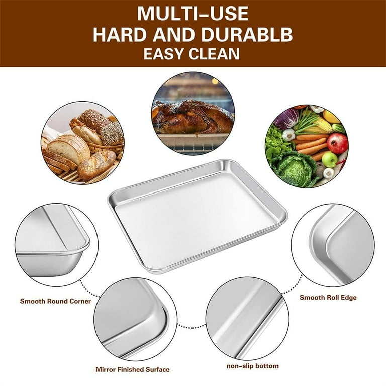 Deep Toaster Oven Tray Pan, Stainless Steel Small Rectangular Baking Pan